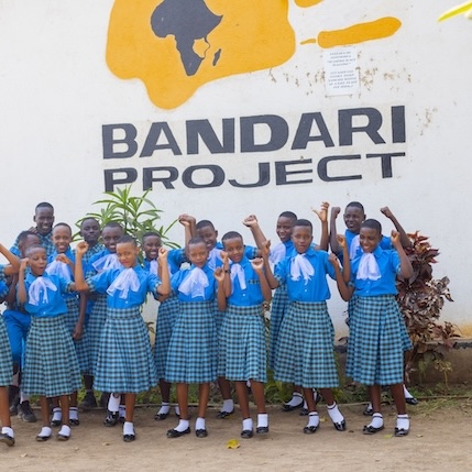 Bandari womens project participant sewing face masks at sewing machine